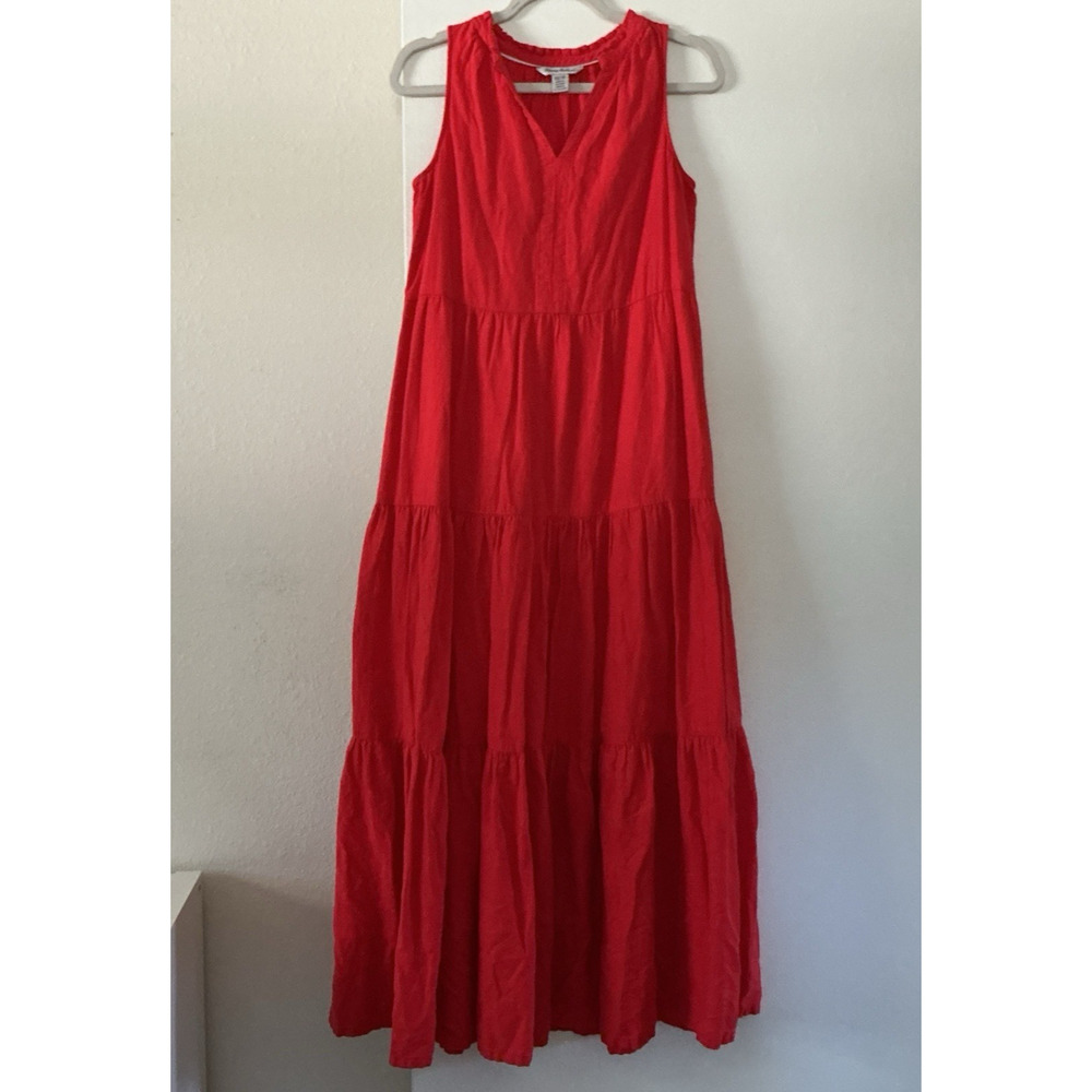 Tommy Bahama Linen Blend Maxi Dress XS Tropical Sleeveless Summer Beach Resort
